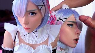 Kawaii Maid Cosplay for the Boss, Giving Deepthroat and All