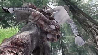 Dark Elf gets her pussy railed by a massive Troll cock
