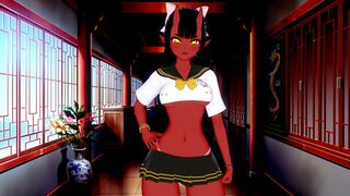 A succubus seduces the player in a sensual POV scene