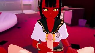 A succubus seduces the player in a sensual POV scene