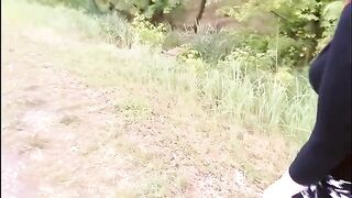 Asian girl gets fucked outdoors by the first comer in a new city