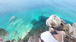 A cute girl passionately sucks dick on the beach in this hot scene