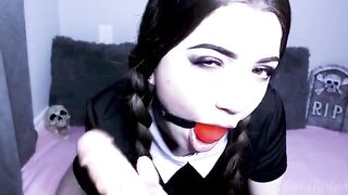 Wednesday Addams gets fucked by a dildo and cum face - lilcanadiangirl