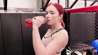 The red-haired beauty got her asshole gapped by a gym trainer