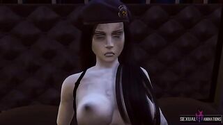Ada Wong captured by a zombie police officer and submitted to extreme measures