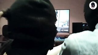 Girl plays a crazy deepthroat game and gets her mouth filled with cum