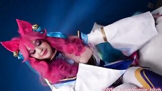 Spirit Blossom Ahri gets her juicy pussy railed deep by a massive cock