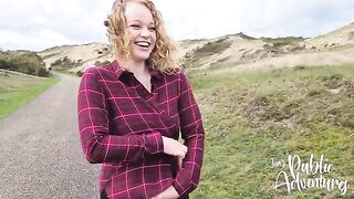 A girl was almost caught exposing herself on the Dutch beach