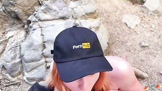 A girl is fucking in nature and sucks dick of her boyfriend