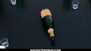 Sluts Cielo West and Kourtney Rae dare each other to fuck their stepdads in spin bottle game