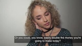 Public Agent - Curly haired petite Spanish babe Geishakyd in hallway action