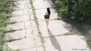 The guy spies on a girl taking a piss with his drone and fucks her