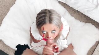 Little crazy bitch fucked by a guy before the Halloween Party