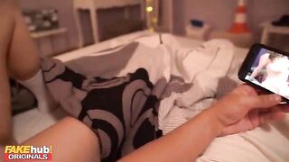 Shared bed and night time fun with step sis