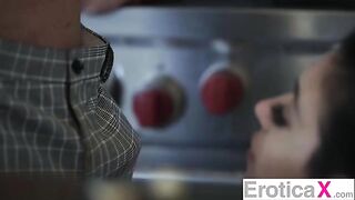 Hot and sexy kitchen sex for a lovely couple