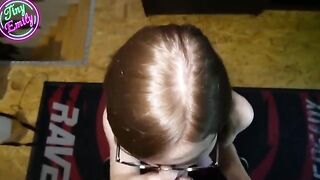 The perverted student got her glasses full of sperm