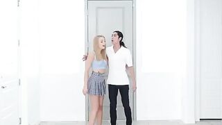 Skinny blonde Madison Summers has a passionate kitchen encounter
