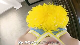 Cheerleader gets her pussy filled with cum in intense POV action