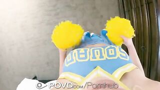 Cheerleader gets her pussy filled with cum in intense POV action