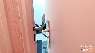 I spy on my stepsister as she rubs herself and I offer her my cock