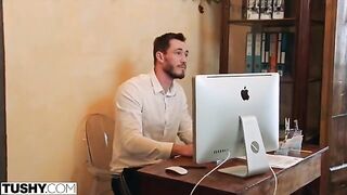 Blonde babe Nancy gets her ass fucked by horny coworker
