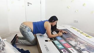 The guy fucked his stepmom through a hole in the box, she thought it was his dad