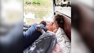 A cute couple enjoy sensual sex on the nature for a real orgasm