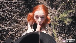 Ginger teen Madi Collins fucked hard after flashing in public