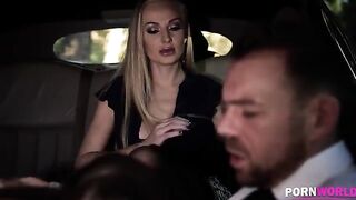 The driver got fucked by Angelina Brill and Kayla Green in a steamy encounter