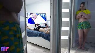 The stepdaughter spies on her stepfather and gets caught