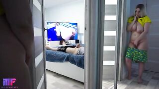 The stepdaughter spies on her stepfather and gets caught