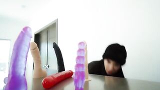 I get fucked in my ass and pussy with the neighbor's dildos until I squirt