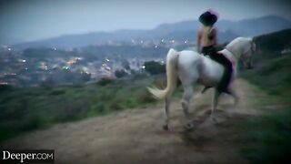 Cowgirl Kenna enjoys a kinky threesome with Anna Claire on Deeper