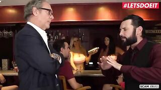 Two gorgeous babes with big tits getting fucked by their pervert boss