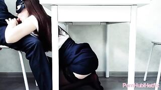 Guy made cumshot in the mouth of his secretary and fucked her