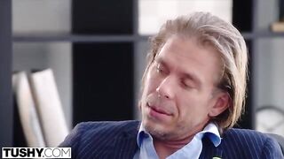 A hot temp with red hair gets screwed by her boss hard