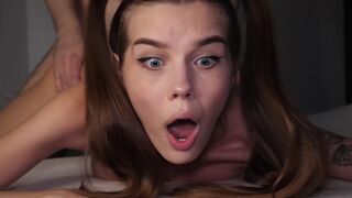 OMG, IT'S BIG! Petite teen struggles during rough anal sex with a huge cock