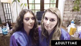 Two hairdressers, Elena and Bunny, give a sexy massage