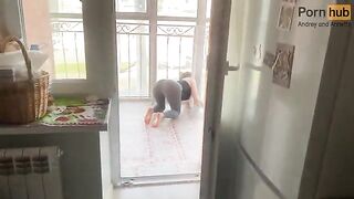 The stepson saved his stepmom stuck on the balcony and things got hot