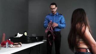 A thick Latina gets screwed hard by a security guard in a steamy encounter