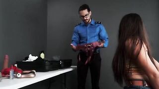 A thick Latina gets screwed hard by a security guard in a steamy encounter
