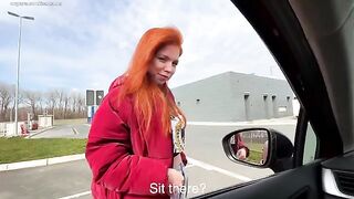 A stranger girl swallows my cock in public place
