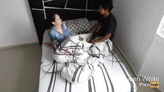 A guy fucked his friend's girl in her room, it was a hidden camera