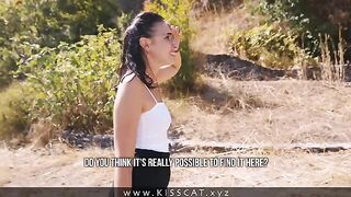 A girl is looking for her phone on the street and gets fucked