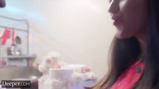 The baker competed for the title, showcasing her skills in a steamy kitchen scene