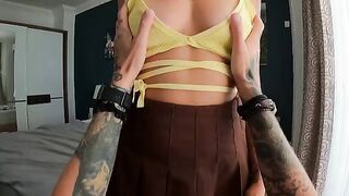 A juicy cumshot on the tits and in the mouth for the gorgeous babe
