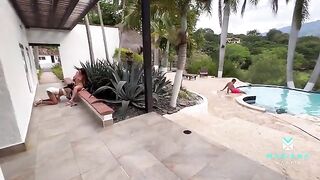 I fucked with my boyfriend and his stepsister by the pool