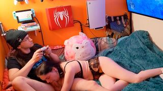 Relaxing with a blowjob and some Elden Ring action