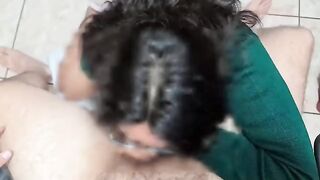 A rich blowjob from a Mexican schoolgirl before class