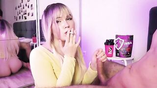 A cute girl will either suck your dick or your cigarette